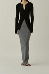Swaying/knit after a split silk long skirt SW23SS3B17 watt gray
